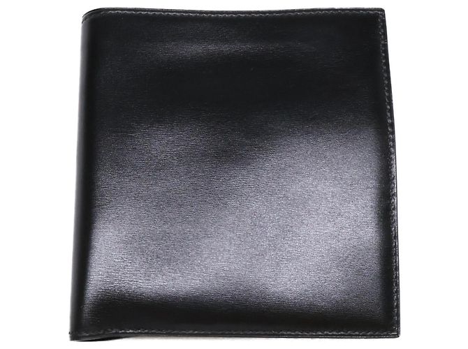 Billetera bi-fold de cuero Box Calf de Hermès Negro
