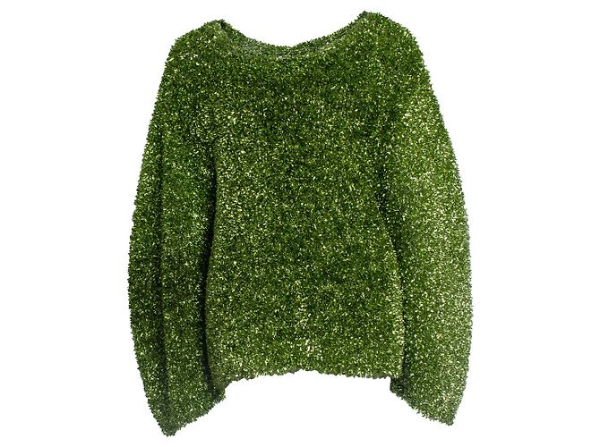 Dries van Noten, Übergroßer grüner Lamé-Pullover 