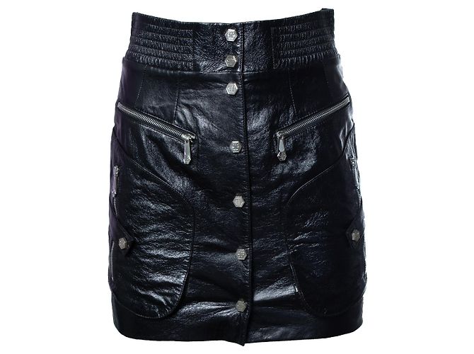 Beschichteter Lederrock Philipp Plein Schwarz