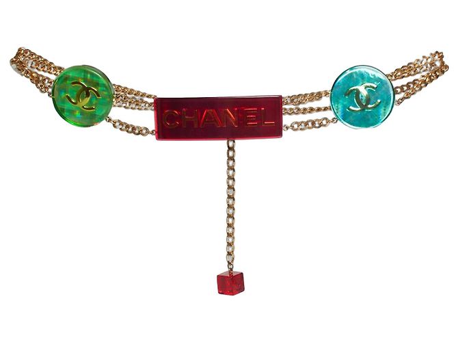 Cintura a catena iridescente multicolore Chanel