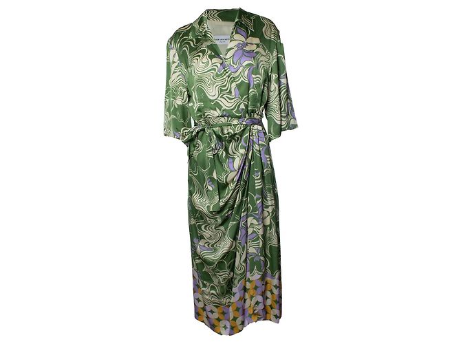 Vestido envolvente Dakola verde multi de Dries van Noten