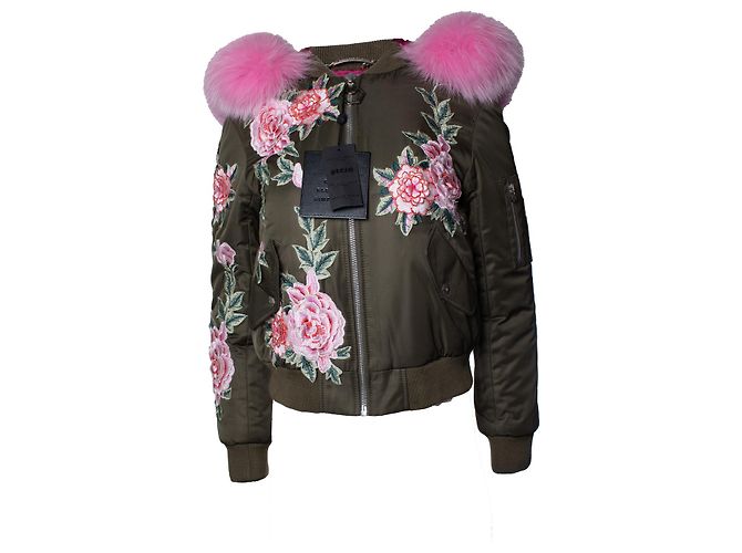 Philipp Plein, jaqueta bomber com capuz e bordado floral Multicor