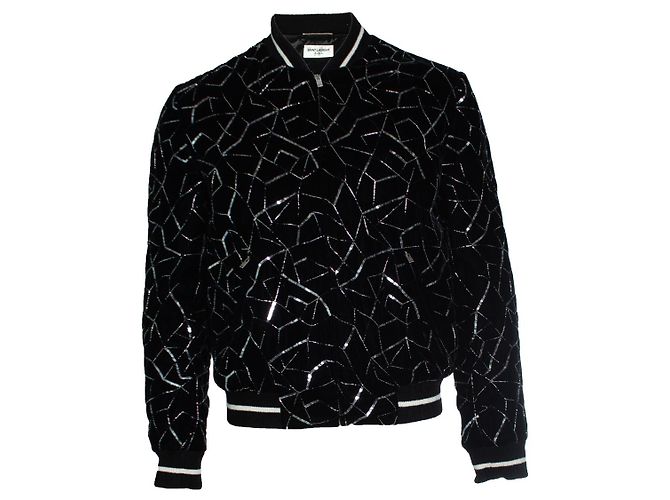 Giacca bomber argento Teddy tangle Saint Laurent 2019 Nero