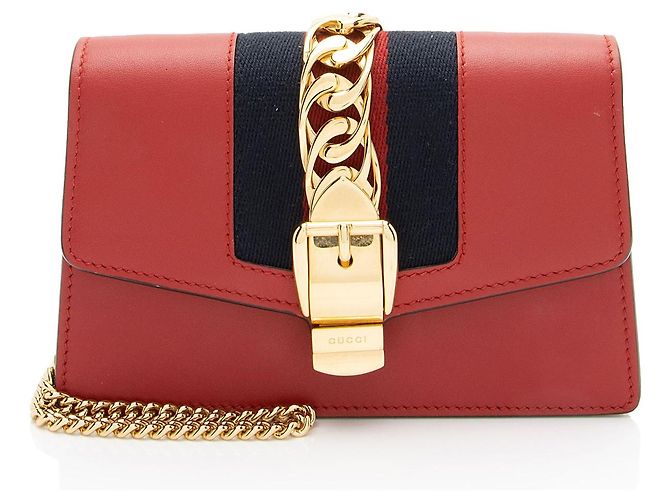 Gucci Leder Sylvie Super Mini Tasche Rot