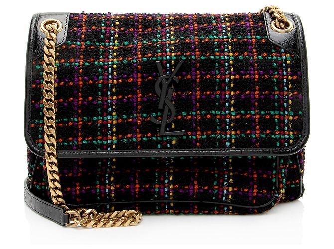 Saint Laurent Tweed Niki Medium Shoulder Bag Noir