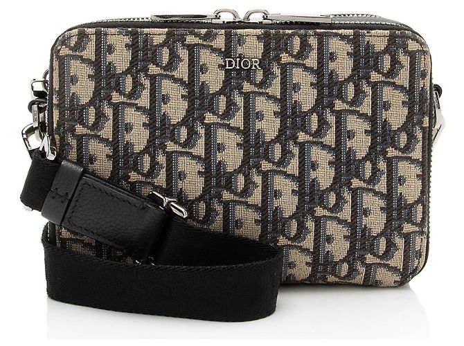 Dior Oblique Double Zip Pouch Blue