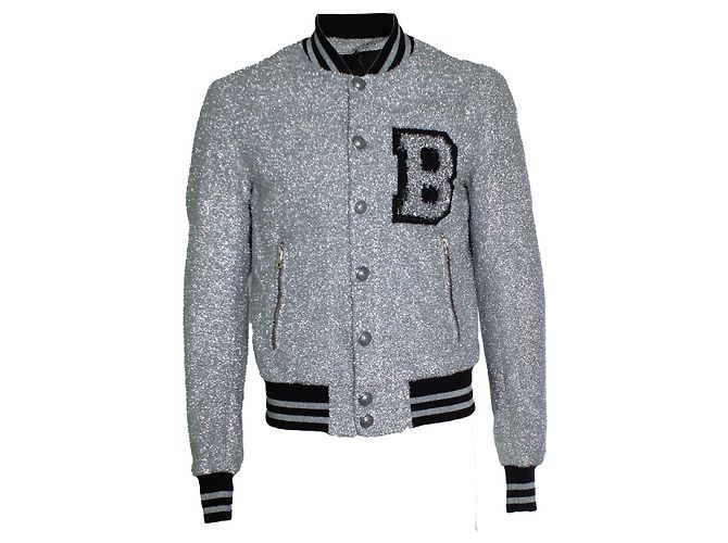 Balmain, Silver bomber with lurex Silvery Metallic