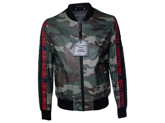 Philipp Plein, camo leather bomber jacket Multiple colors