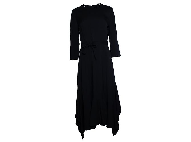 Hermès Schwarzes Maxikleid mit Gürtel von Hermes