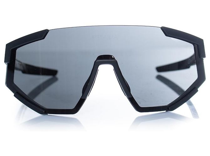 Prada, shield sunglasses in black