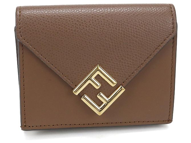 Fendi Tri-fold Wallet in Brown Leather