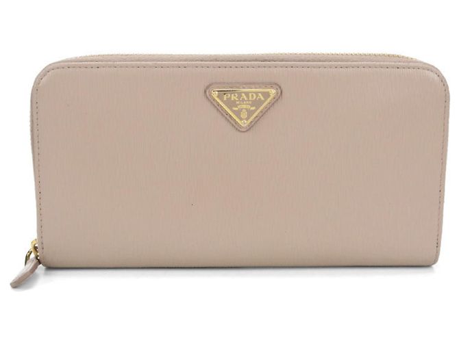 Cartera larga de piel de ternera beige Prada