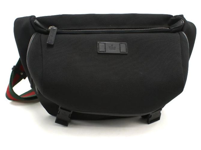 Borsa a spalla e a tracolla in tela nera GUCCI Nero
