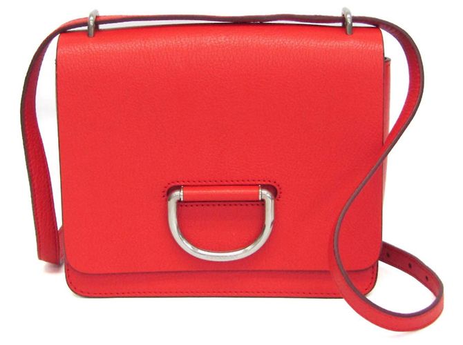 Borsa a spalla in pelle da donna D-ring di Burberry Rosso