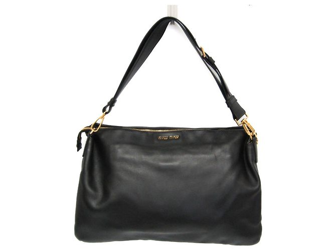Borsa a spalla in pelle nera Miu Miu RR1917 Nero
