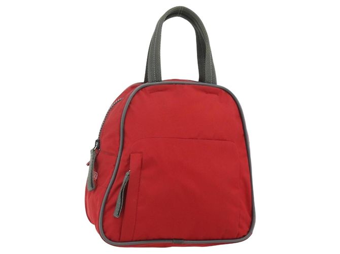 PRADA Bolsa deportiva de nylon roja plateada Auth 176633A Plata