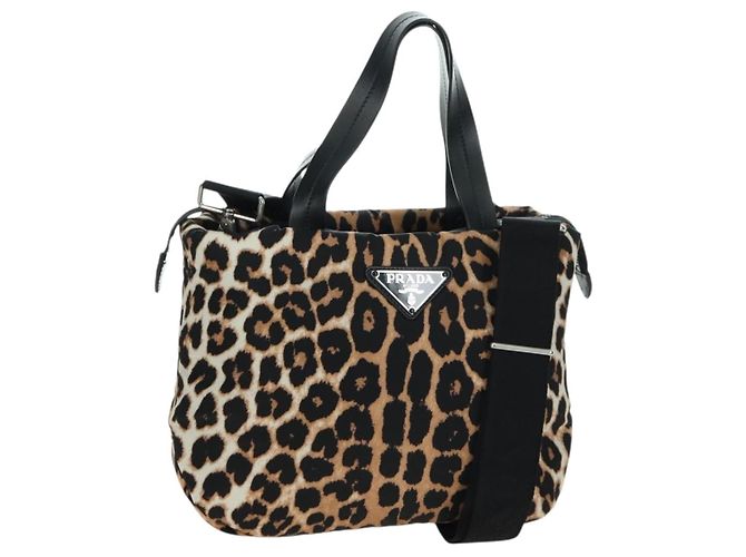PRADA Bolsa de Mão Nylon Couro 2 em 1 Amarelo Auth am11470SAV
