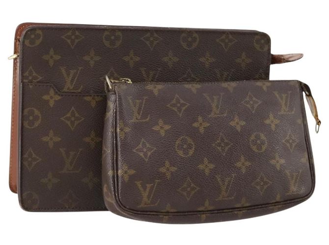LOUIS VUITTON Monogram Clutch Bag 2 Set LV Auth mr2404