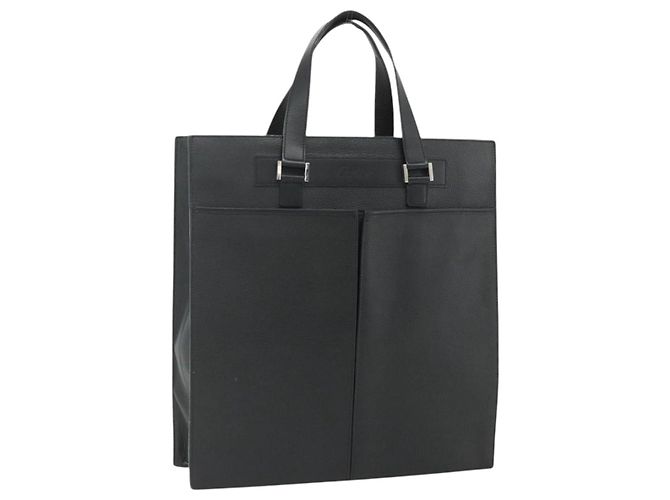 Cartier Bolsa Tote de couro preta e dourada Auth bs34621 Preto Dourado