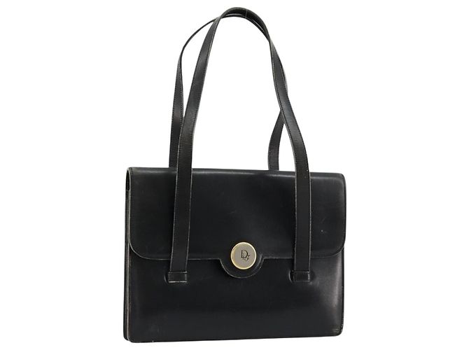 Borsa a mano Christian Dior in pelle nera e oro Auth ep14233 Nero D'oro