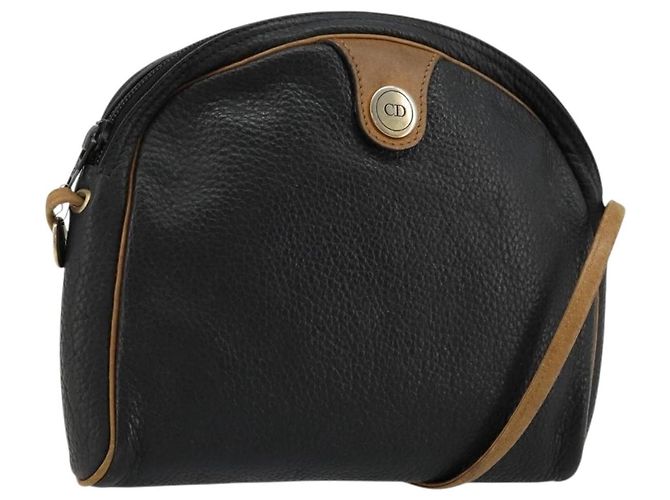Borsa a Spalla Christian Dior in Pelle Nera e Oro Auth ep14178 Nero D'oro