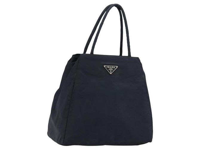 PRADA Sac à main en nylon bleu marine argent authentique bs34478 Argenté