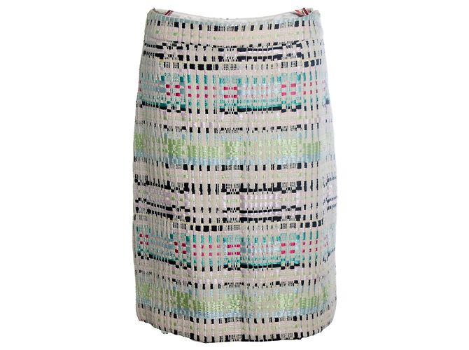 Gonna in tweed multicolore Christian Lacroix Nero Rosa Verde