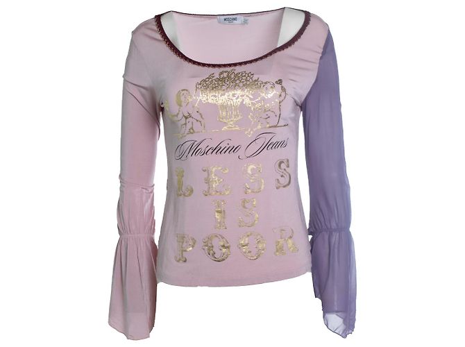 Jeans Moschino, Top rosa con mangas acampanadas