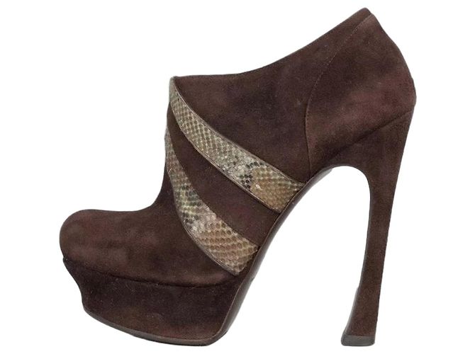 Saint Laurent Brown Suede Ankle Boots - Sz 38.5 pre-owned