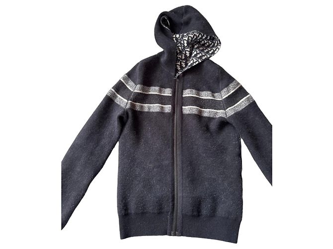 Strick-Zip-Hoodie mit Monogramm von Christian Dior Schwarz Weiß