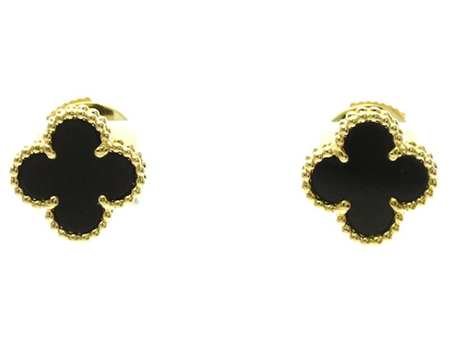 Brincos de Pino Van Cleef & Arpels Sweet Alhambra Onyx Ouro Amarelo (18K) 