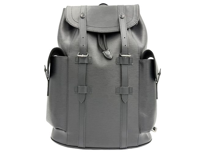 Louis Vuitton Christopher Epée Leder-Rucksack für Männer, ideal für den Außenbereich Schwarz