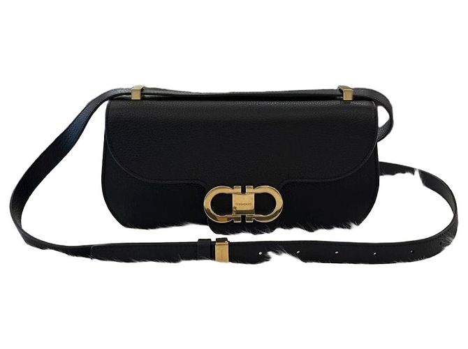 Salvatore Ferragamo Borsa a tracolla Double Gancini Nera Nero