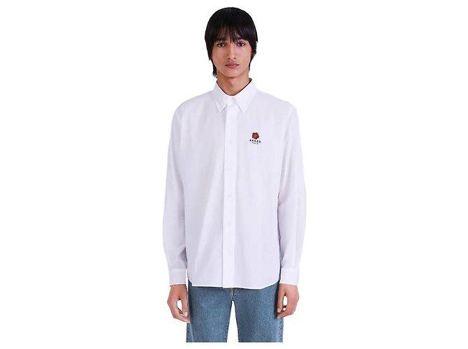 Kenzo Camisa de popeline bordada com flores Branco