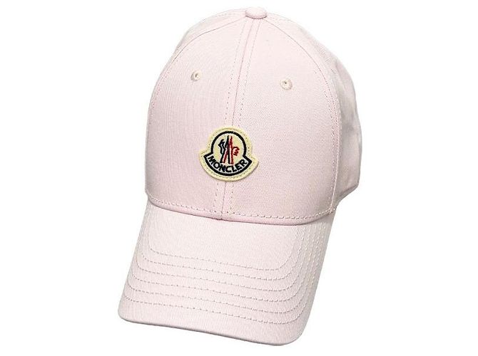 Moncler Logo Patch Gabardine Baseball Cap Light Pink