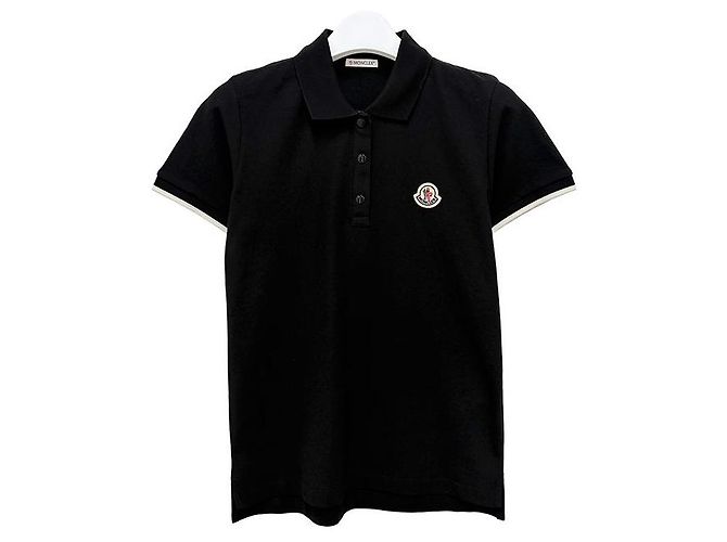 Moncler Kurzarm-Polohemd aus Baumwoll-Piqué Schwarz