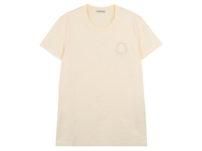 Moncler Camiseta de algodón con logo bordado Blanco