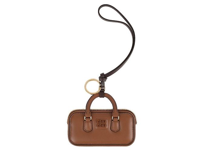 Miu Miu Leather Keyring Brown 
