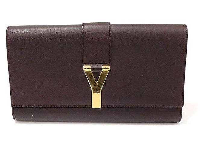 Saint Laurent Clutch Cabas Y-Line em Couro Marrom