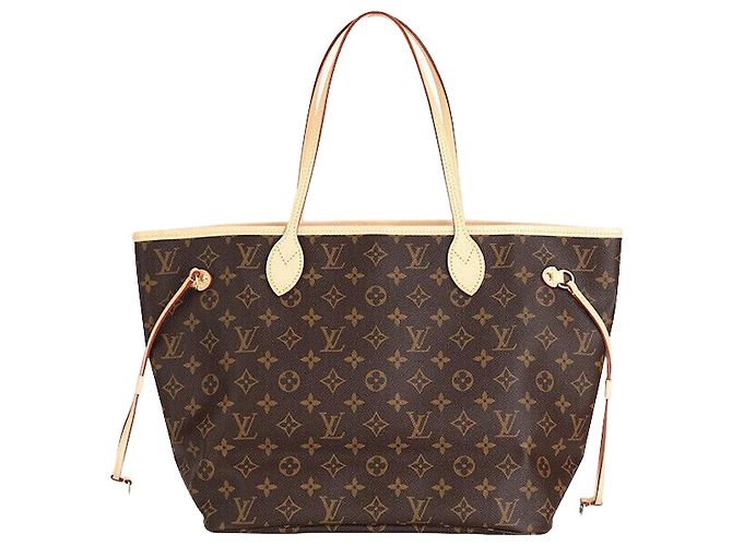 Louis Vuitton Borsa a Spalla Monogram Beige Neverfull MM Marrone