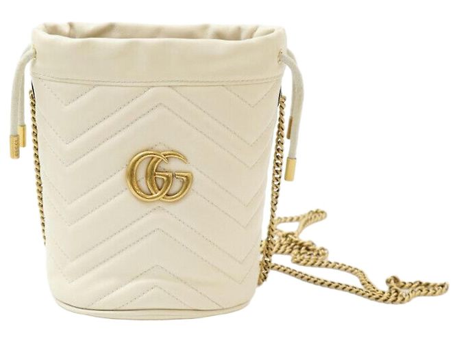 Marmont Gucci Mini Eimer Tasche Elfenbein Weiß