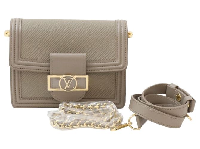Louis Vuitton Bolsa transversal Dolphin Mini Epi Cinza Bege Marrom