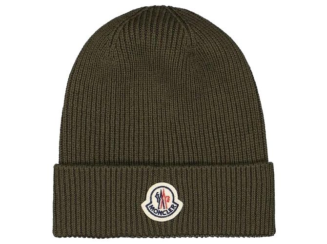 Moncler Gorro de lã com patch de logo Verde