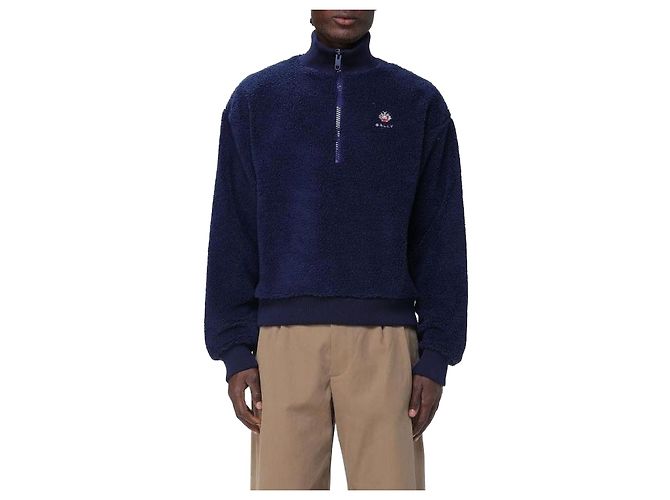 Bally Pullover mit halbem Reißverschluss Blau 