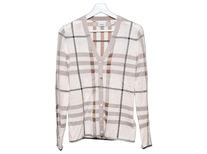 Burberry Karierte Intarsien-Seidenstrickjacke Mehrfarben