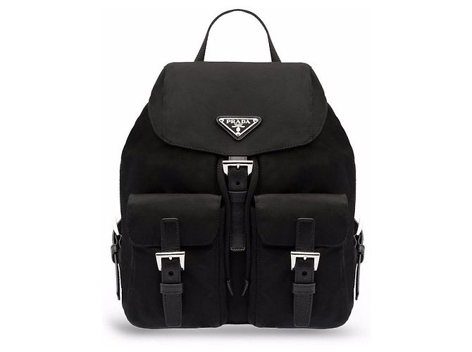 Prada Nylon Logo Plaque Black Backpack