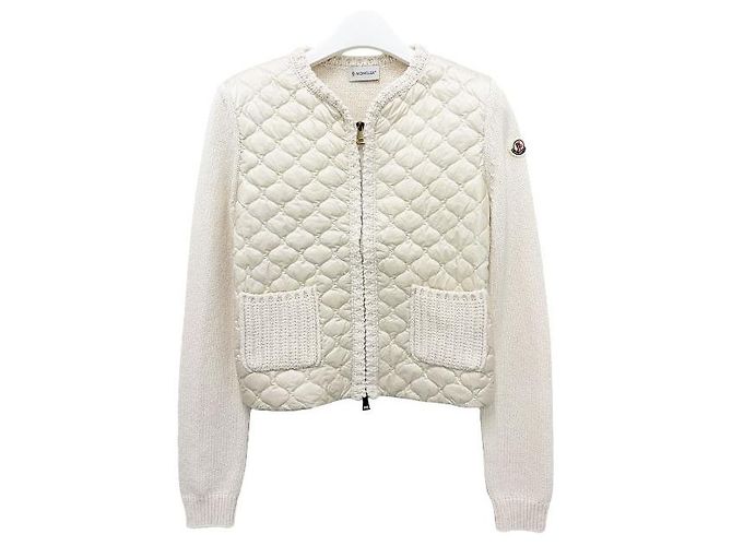 Moncler Cardigã acolchoado com zíper geométrico branco