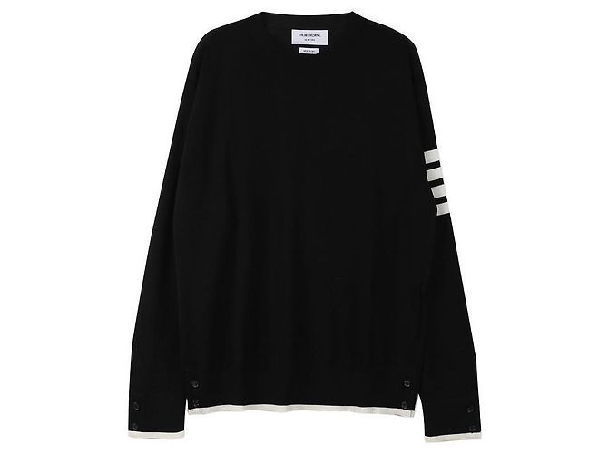 Thom Browne Diagonal-Strickpullover Schwarz 