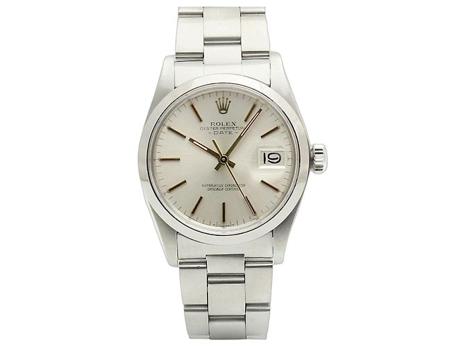 Rolex Orologio da uomo Oyster Perpetual Date con quadrante originale Argento