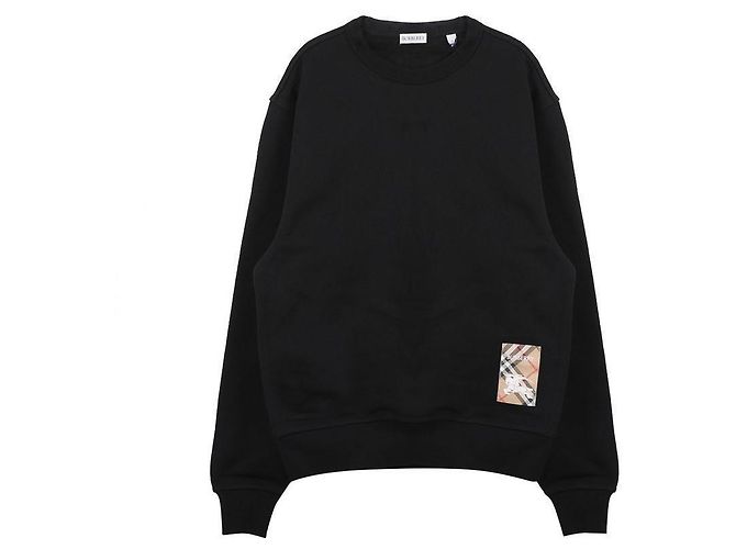 Burberry Check Label Baumwoll-Sweatshirt Schwarz 